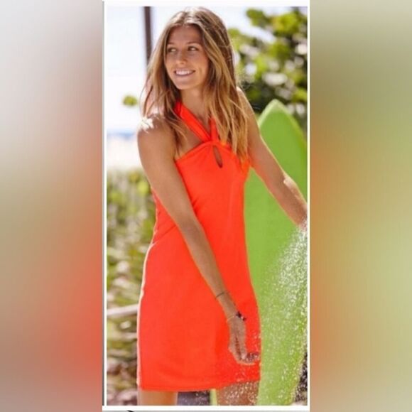 Athleta Dresses & Skirts - Athleta Bright Coral Knee Length Dress size LT